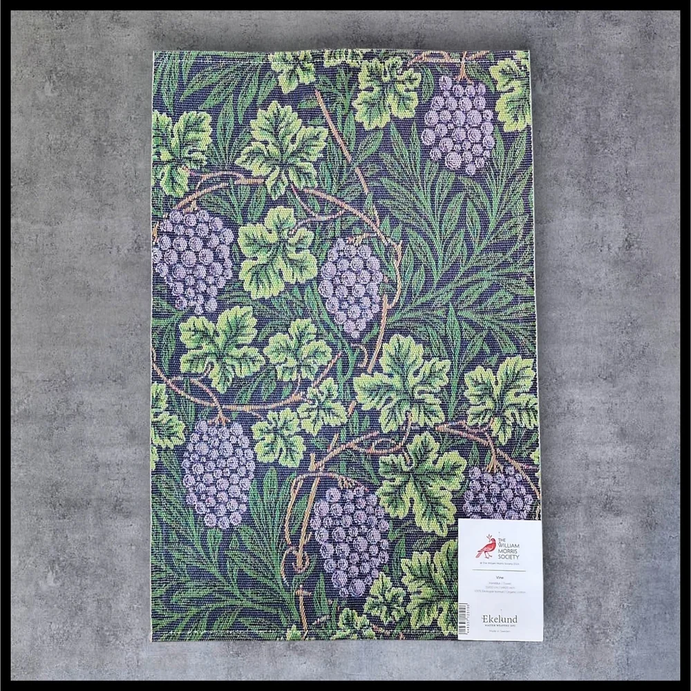 NWT Ekelund Swedish Vine 100% Woven Cotton Hang Hand Towel Green Grape Leaf New